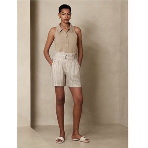 Linen-Blend Paperbag Short